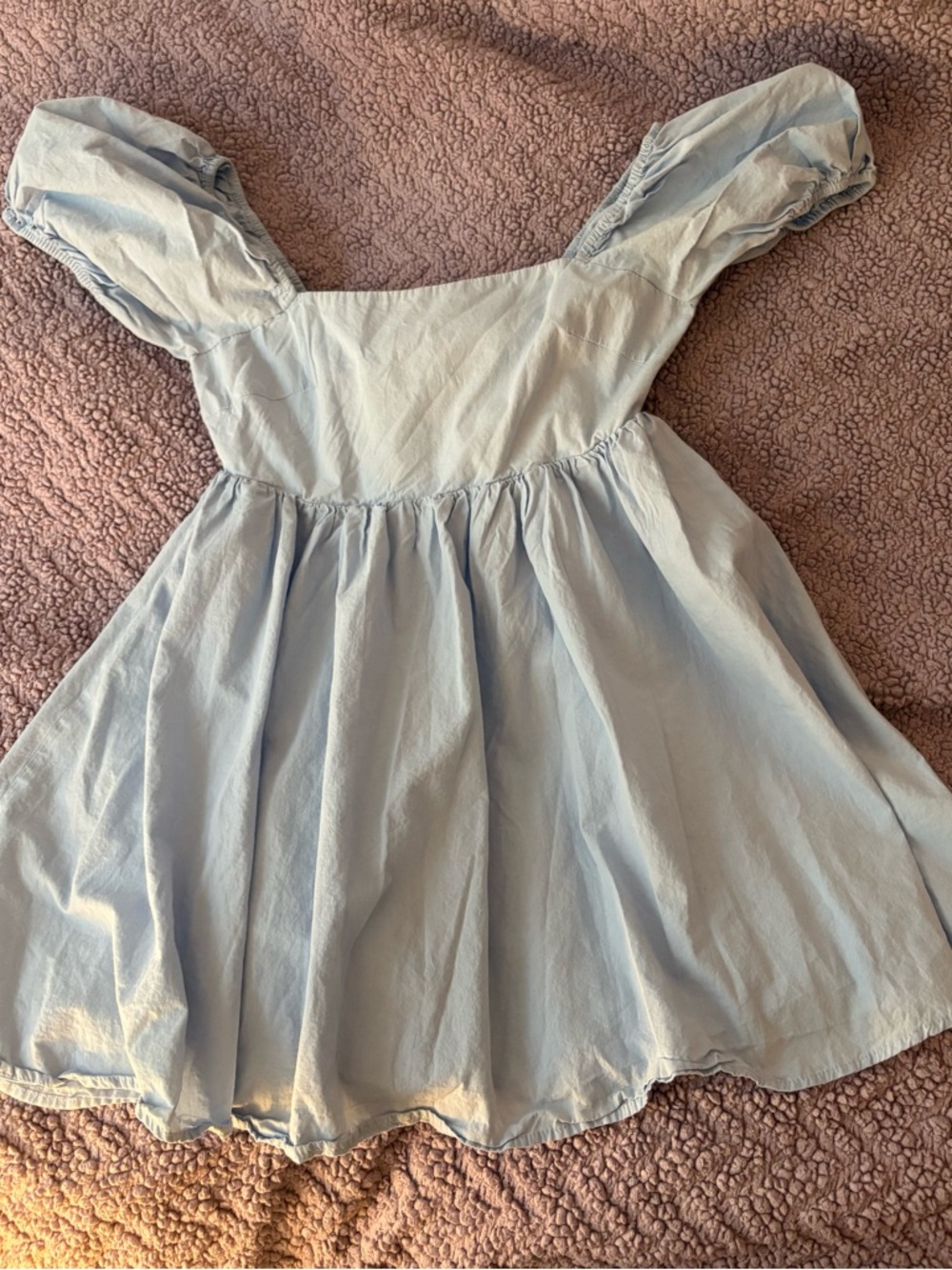 Light Blue Puff-Sleeve Dress